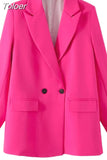 2023 Women Double Breasted Loose Blazer Office Lady Loose Classic Coat Basic Suit Jacket Female Chic Outwear