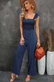 Shoulder Smocked Wide Leg