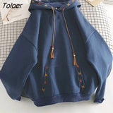Design Sense Hoodies Women Casual Fashion Hoodie Autumn Winter Plus Velvet Thick Niche Embroidered Hooded Jacket