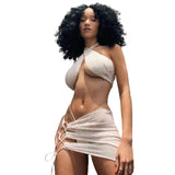 Fashion Sexy See-Through Strappy Vest Slim Skirt