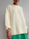 Oversized Knitted Sweater Women Autumn Winter Thick Solid Pullovers Female Warm Cozy Jumper Casual Knitwear Tops