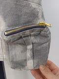 Fashion Women's Camouflage Skitr Multi Pocket Silhouette Spice Girl Street Low Waist Denim Skirt Summer 2023 New