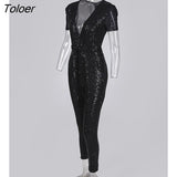 Europe and the United States New Black Hollow Sequin Suspender Jumpsuit & Belt & Lining Autumn Fashion Women's