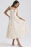 Temperament Floral Series French Summer Slings Gentle Wind Dress With Thin Floral Slings Long