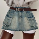 Hottie Fashion High-Rise Thin Double Pocket Workboy Dress Anti-Light Short Skirt A