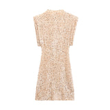 Women's Beads Dress Dress Sleeveless Party With Cushioned Shoulder Mini Dress