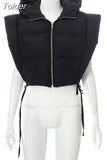 Women Vest Solid Zip Up Hooded Bread Jacket Casual Outwear Sleeveless Cotton Vests Coat Spring 2023 Sexy