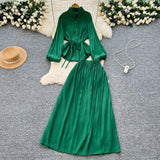 Simple Style Solid Temperament Suit Women's Spring Bubble Sleeve Strap Shirt + Tight Waist Slim Half Body Long