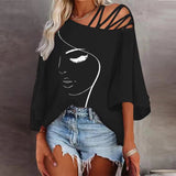 Autumn Fashion Splicing Loose Leisure Blouse Lady Print