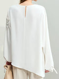 Toloer Chiffon Women's New Elegant Three-Dimensional Lace Pearl Yarn Micro Reveals Shoulder Belt Long-Sleeved Shirts In Spring