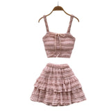 Dress With Women's Summer Chic Gentle Wind Tie Sling Sling Small Vest + High Waist Folded Lotus Side Half