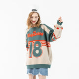 Baseball Uniform Numbers Embroidery Sweater Harajuku Retro Style Knitted Sweater Autumn And Winter Cotton Pullover