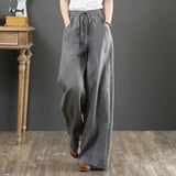 Summer Harem Pant Women's Cotton Linen Pants Casual Loose Trouser Women Cotton Oversize Pockets Wide Leg Flares