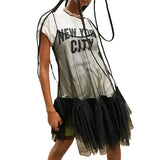 Camisole Women Summer Sheer See Through Spaghetti Strap Sleeveless Backless Ruffle Tulle Tops 2000s Vest Club Party