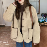 Winter Women Coat Warm 2022 Loose Pocket Single Breasted Thickened Warm Top Oversize Winter Women's Coat White