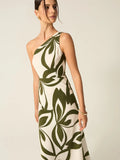 New Women's Fashion Elegant Round-Neck Knitted Dress Striped Dress Long