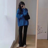 Lazy Blue Sweater Women's Autumn And Winter 2025 New Explosion Thick Cloth With Knitted Bottom
