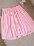 Length Cotton Linen Shorts Women Summer 2022 Elastic Waist Basic Short Pants Linen Loose Women's Bermuda Shorts For