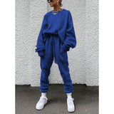 2025 Women's New Ebay Burst Pure Color Long-Sleeved Trousers Loose Casual Suit
