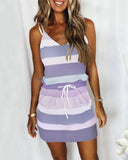 Summer Women's Loose Printed Striped Camisole Long