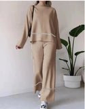 2025 New Solid Color Casual Blouse Loose Comfortable Design Micro-Thorn Trousers Set