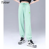 Women Sweatpants 2022 Summer Elastic Waist Loose Trousers Solid Klein Blue Gray Chic Casual Streetwear Sport