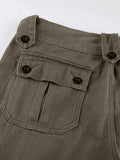 Buttoned Straight-Leg Cargo Jeans-Outfit