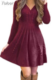 Sweater Dress Women V-neck Sexy Long Sleeve Loose Maxi Party Work Harajuku Francais Autumn Winter Vestidos