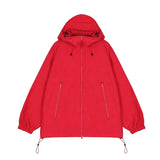 2022 Waterproof Jacket with Hooded Women Pure Color Zipper Loose Windbreaker Korean Fashion Y2k Clothing Trench Coat