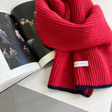 Women's Korean Soft Pit Ribben Wool Scarf Winter 2022 New Warm Knitting Wool Small Scarf