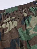 Fashion Women's Denim Skirt Elastic Waist Split Burr Camouflage Pocket Button Long Skirts Female Spring 2023 New
