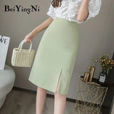 Elegant Vintage Women Skirt Office Work Wear Casual Summer High Waist Skirts Fashion All-match Slim Street Saia