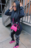 Print Hooded Sweatsuit with