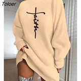 Print High Neck Long Sleeve Casual Dress Europe & America Fashion Women's Clothing Letter Dress Mini
