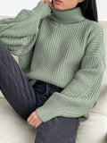 Sweaters Turtleneck Women Autumn Winter Knit Pullover Loose Blue Thick Winter Basic Turtleneck Women Sweaters