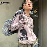 Y2k Aesthetics T-shirt Grunge Fairycore Harajuku Tshirt Japanese Cartoon Print Tee Shirts Korean Fashion Tops E-girl