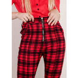 Plaid Pants Women Skinny High Waist Gothic Punk Flare Pants Spring Summer Streetwear Woman Zipper Y2K Long Bottoms Trousers