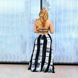 Sexy Tube Top Print Backless Loose Maxi