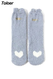 Embroidery CAT Deer Thickening Women Cotton Lovely Plush Keep Warm Sleep Ladies Funny Cute Socks Hosiery Winter