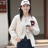 2024 Winter Retro Hong Kong Style Loose Diamond Baseball Clothes Cotton-Padded Coat Female Popular Logo Light Cotton-Padded Coat-Outfit