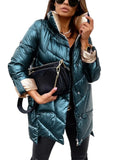Puffer Jacket Women Oversized Winter Parka Cotton Padded Warm Coat Female Outerwear Quilted Coats Stand Collar Patchwork