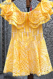 Elegant Dresses For Women Slash Neck Short Sleeve High Waist Hollow Out A Line Temperament Dress Female Autumn