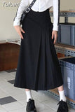 Irregular Long Skirt Women Vintage Y2K High Waist A-line Patchwork Pleated Skirt School Casual 90s Streetwear