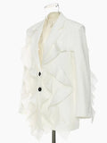 Fashion Women's Blazer New Notched Loose Single Breasted Spliced Mesh Long Sleeve Suit Jackets Female Summer 2023