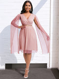 With Belt Women's Summer New Fashion Elegant V-Neck Cape