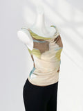 Toloer Beauty Does Not Penetrate Double Layer Mesh Gauze Dizzy Dye Kink Vest Female Summer Outside Wear Sleeveless T Shirt Inside Build Halter