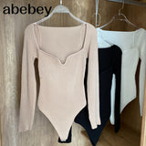Winter Women's Sweater Sexy Low V-Neck Long Sleeve Red/Khaki/White Playsuit Female Elegant Knit Jumper Fashion New