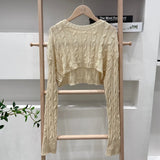 Knitted Blouse Women Casual Long Sleeve Crop Tops Ladies 2022 Autumn Korean Fashion Short Sweater Female Thin Pullover