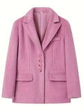 Women's Fashion Collar Plush Coat Women's Single Row Buckle Long-Sleeved Elegant Wind Coat Suit