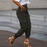 Yskkt Cargo Pants Women High Waist Spring Autumn Pocket Slim Sweatpants Fashion Streetwear Long Overalls Pant Elastics